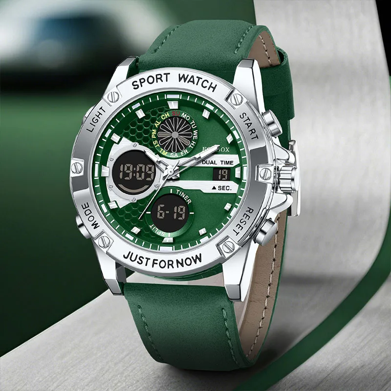 فوكس بوكس 2026 ماركة الساعات الفاخرة رجالي مقاوم للماء تاريخ مضيئة ساعات رجالية توقيت مزدوج كوارتز ساعة حائط هدية رجالية montres hommes #3