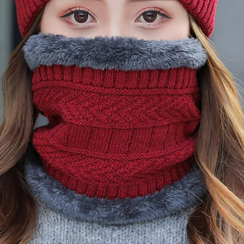 2pcs set New winter knitted hat for men and women outdoor warm and cold neck protection two sets cycling thickened woolen hat