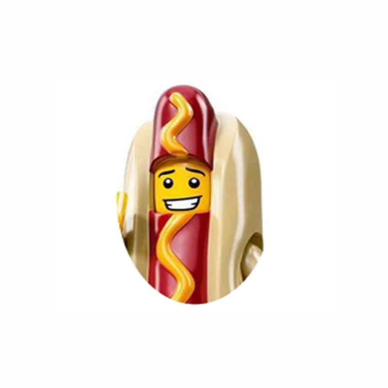 Disney Cartoon-Figuren-Bausteine – verschiedene Hot Dog- und Hai-Cosplay-Ministeine, DIY-Sammelspielzeug für Kinder