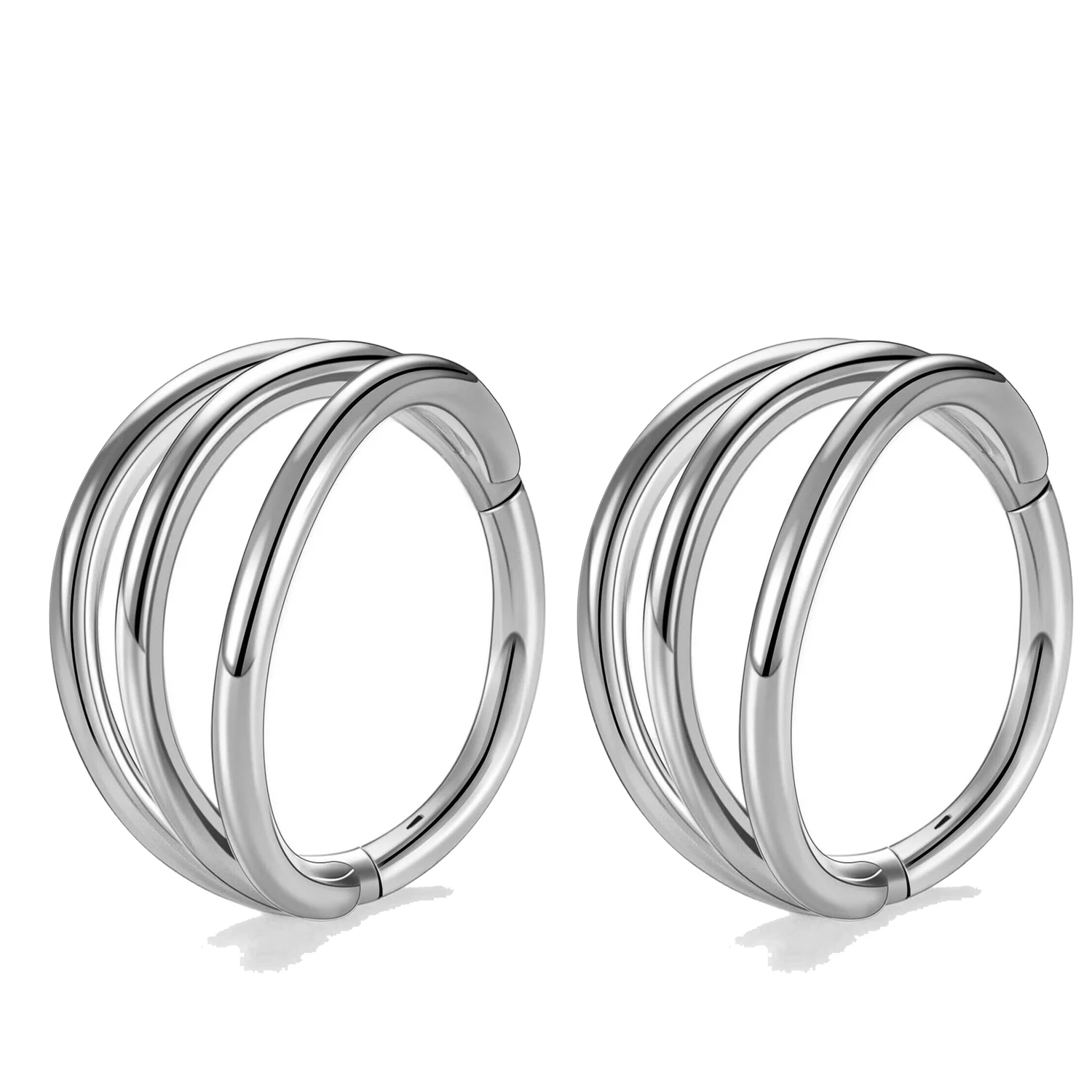 Triple Hoop Nose Ring in Stainless Steel