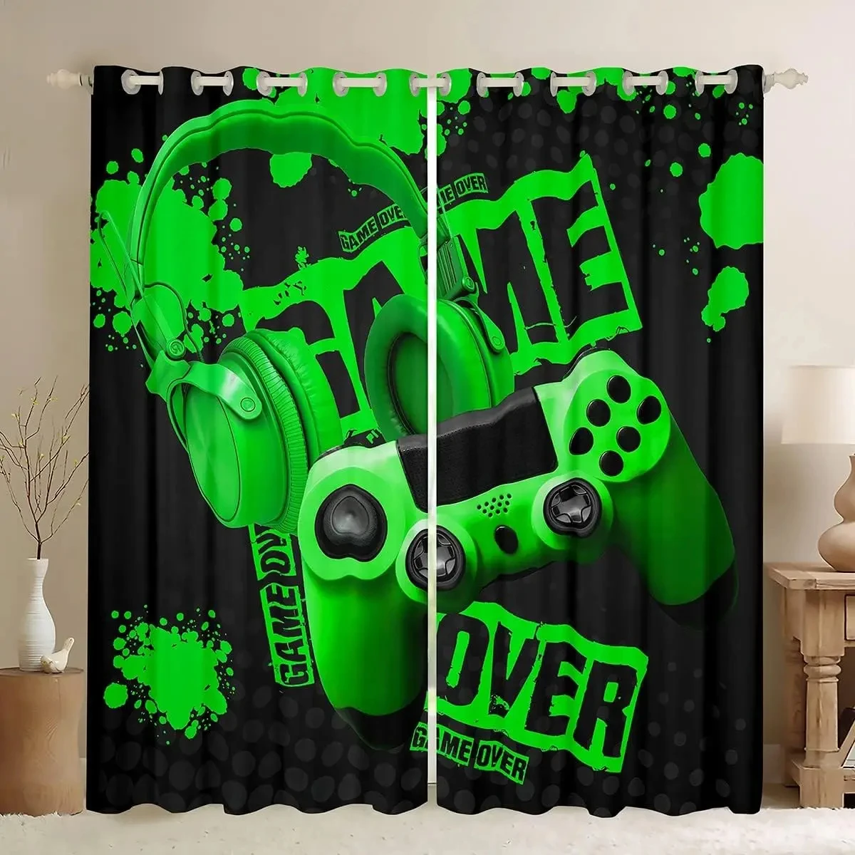 Gamer Curtains for Children's Bedroom High Shading Gaming Window 2 Panels Treatments Right Biparting Open New Fashion Multicolor