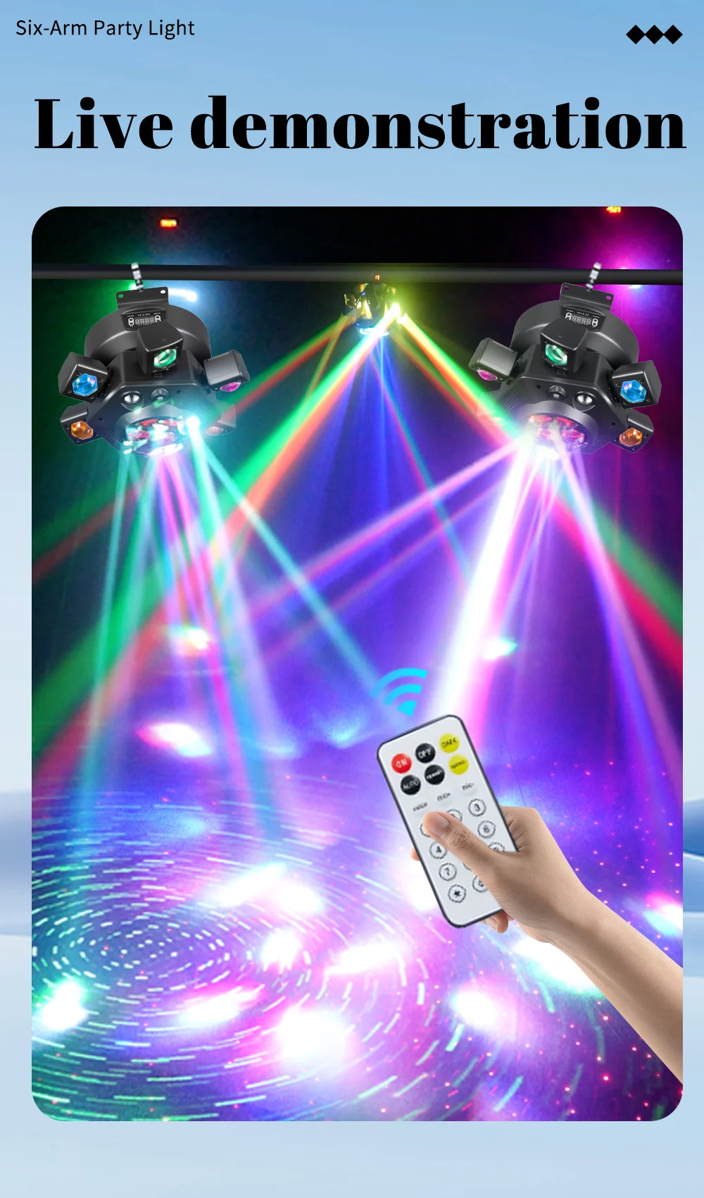 NOVALUX 160W 6-Arm Bee Eye LED Moving Head Licht RGBW Beam Strobe DMX512 Tonaktivierte Rotierende Bühnenbeleuchtung für DJ Disco Bar Party Hochzeit Nachtclub EU – Detail 5