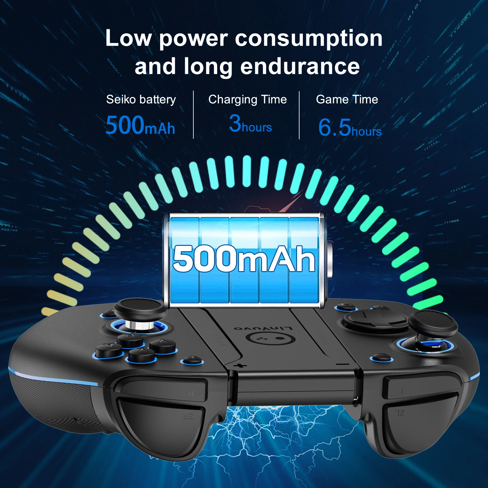 LinYuvo KS33 Wireless Joycons For Nentindo Switch/Lite/Oled/Turbo/Macro Joystick NS Controller With 7 LED Color Black Joypad
