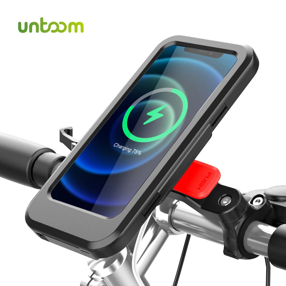 

Untoom Motorcycle Wireless Charger Phone Holder Waterproof Mobile Phone Mount Case Box for Motorbike Bicycle Scooter Handlebar