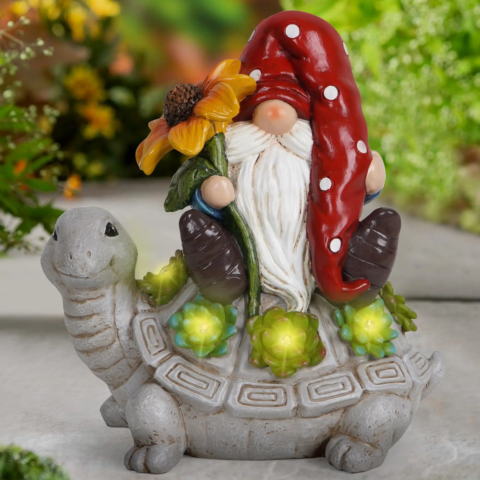 Patio Garden Theme Solar Gnome Turtle Sculpture Statue  Lawn Deck Balcony Summer Decorations Creative Housewarming Gifts