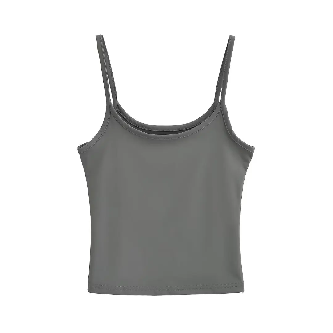 เสื้อกล้ามทรงสลิมแบบพื้นฐาน สไตล์อเมริกัน สีพื้น เรียบง่าย ใส่ได้หลายโอกาส เหมาะสำหรับใส่เป็นเสื้อตัวใน แฟชั่นฤดูร้อนสำหรับผู้หญิง