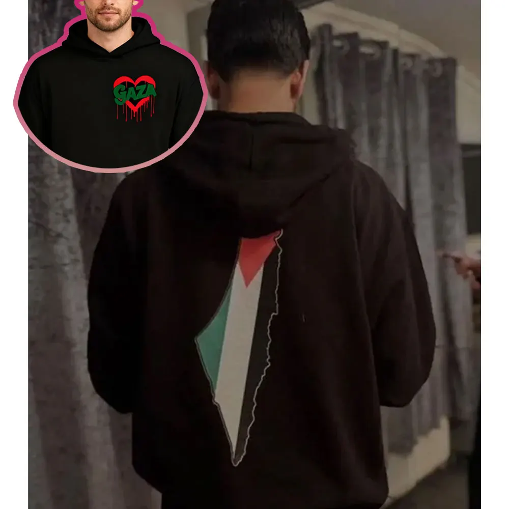 Palestine Hoody A Bleeding Heart and Gaza Map Classic Hoodie Designs Cool Palestine Hoodies Men Women Daily Life Sweatshirts