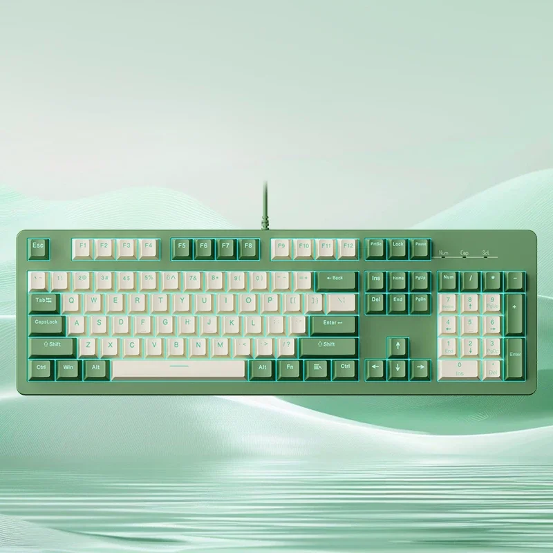 Green 104-key mechanical keyboard Customized personalized double-spell color Ice blue light transmissive keycap Full key No punc