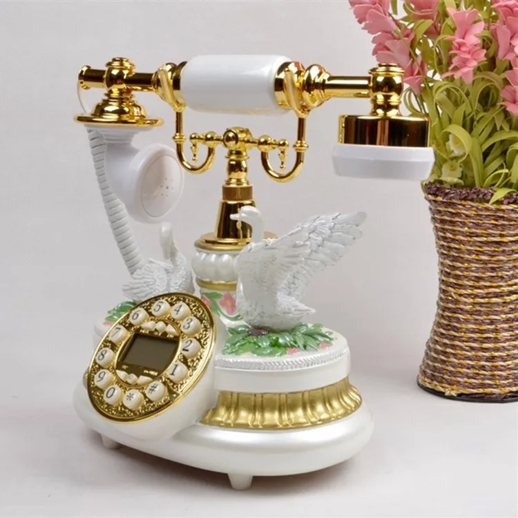 Vintage Classic Flying Crane Telephone European Classical Style Retro Landline Phone No Battery Needed Home Decor Antique Phone