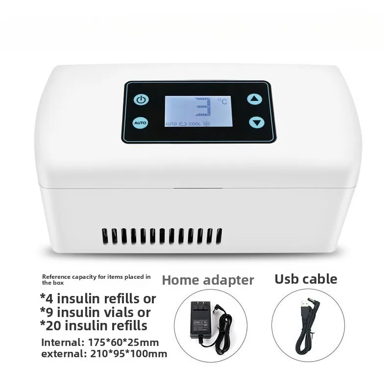 Portable Insulin Cooler Case with Digital Temperature Control 2-8°C for Home Outdoor Car Travel Medicine Refrigerator