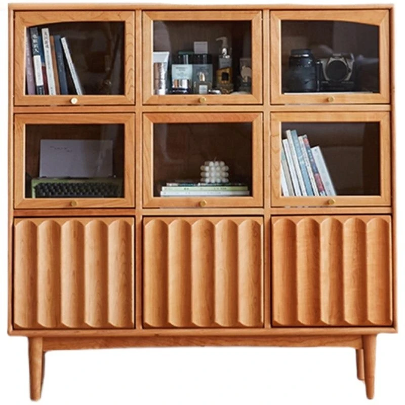사용자 정의 가능한 북유럽 빈티지 캐비닛 스토리지 스토리지 격자 캐비닛 현대 입구 체리 다기능 버킷 캐비닛