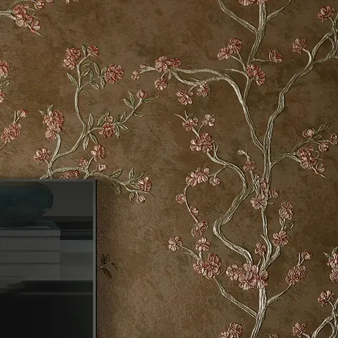 Retro Style Rustic Branch Tree Wall Papers Home Decor 3D Relief Vine Floral Wallpaper Roll for Living Room Bedroom Decoration