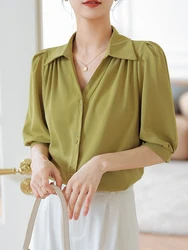 Summer Women White Blouse Female Shirt Tops Long Sleeve Casual Turn-down Collar OL Style Women Loose Blouses