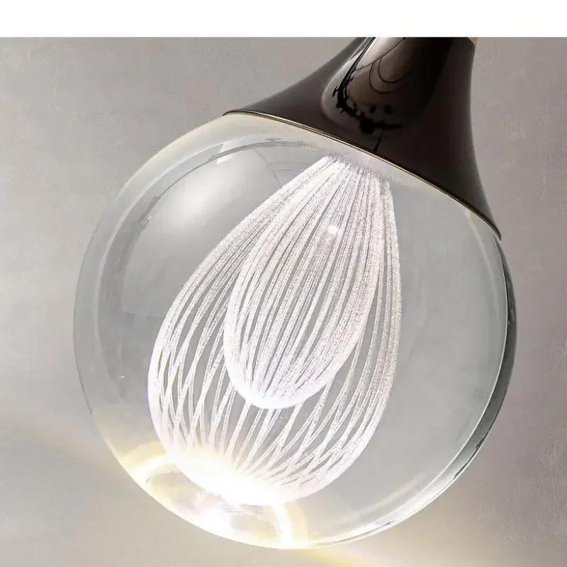 Modern Minimalist Glass Ball LED Pendant Lamp Hotel Restaurant Kitchen Bedroom Bedside Creative Chandelier Home Decor Lighting