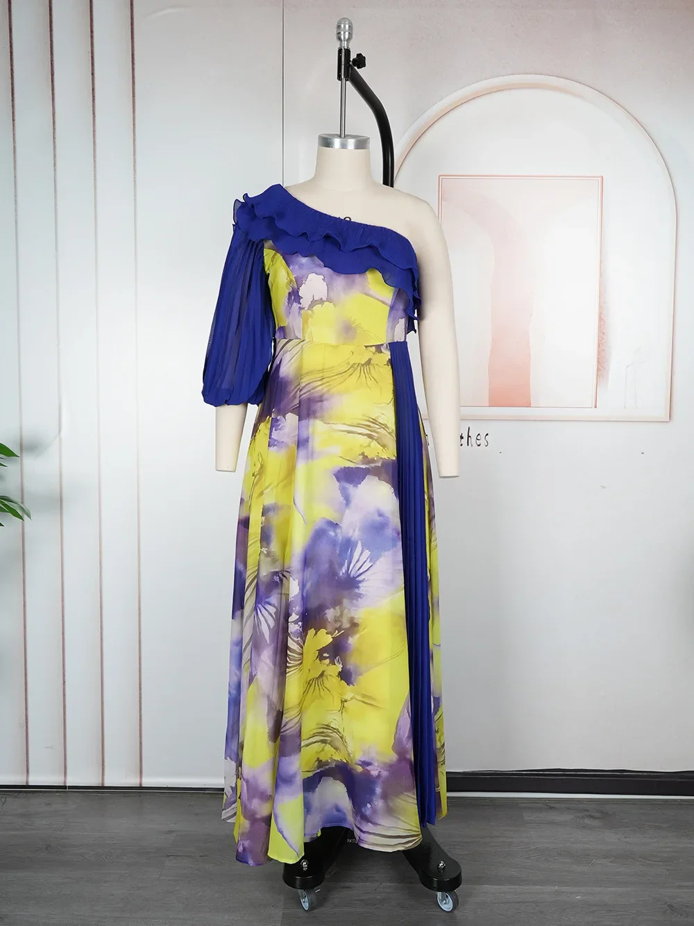 فساتين Dashiki الأفريقية للنساء لخريف 3/4 كم من البوليستر مطبوع للحفلات المسائية فستان طويل ماكسي ملابس أفريقيا