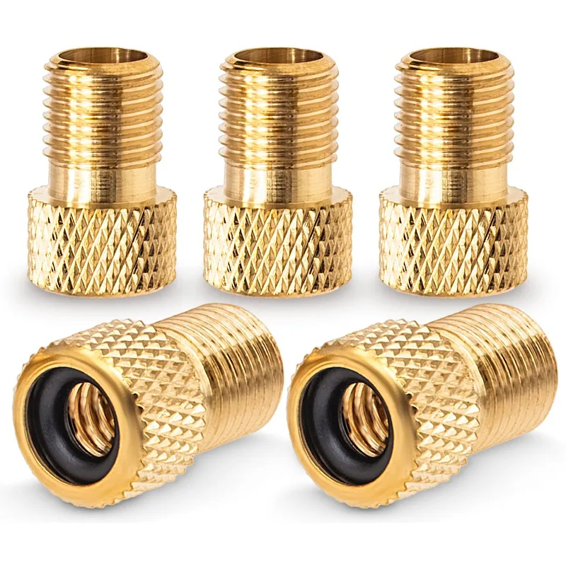 

2/5 шт. латунные адаптеры для клапанов, для накачивания шин стандартным насосом или воздушным компрессором, уплотнительные кольца, аксессуары для ремонта велосипедных шин