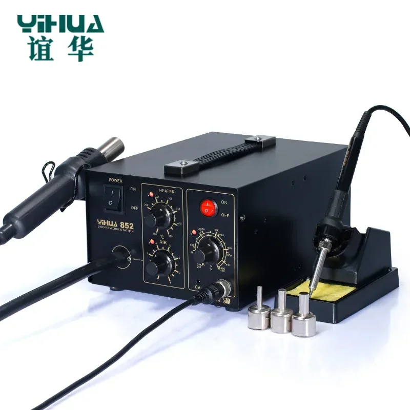 Manufacturer 852D+electric soldering iron soldering station 2-in-1 digital display hot air gun soldering station disassembly