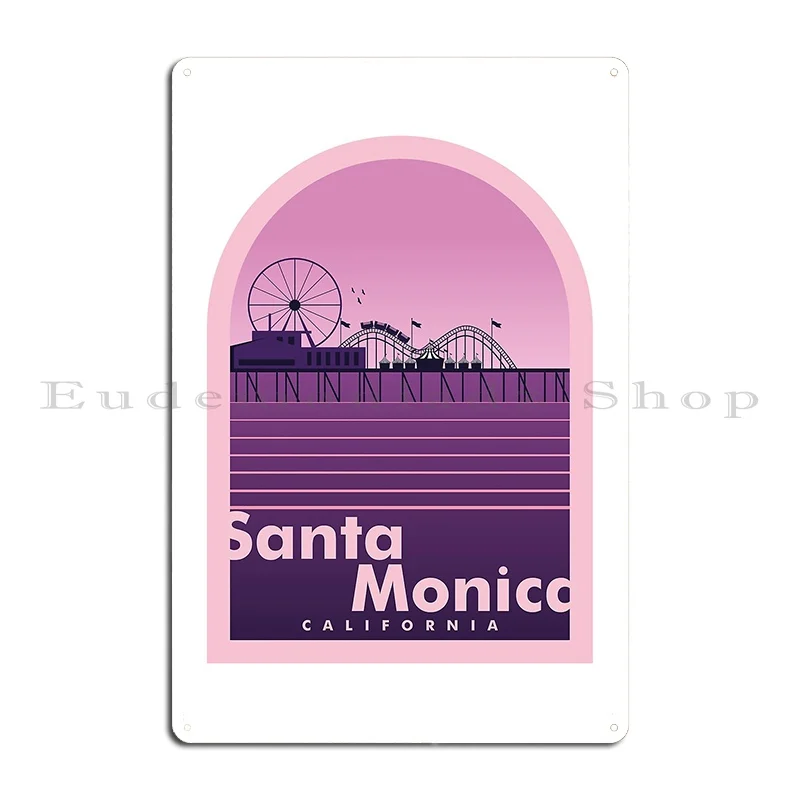 Santa Monica Pier Metal Sign Personalized Cinema Customize Vintage Club Tin Sign Poster