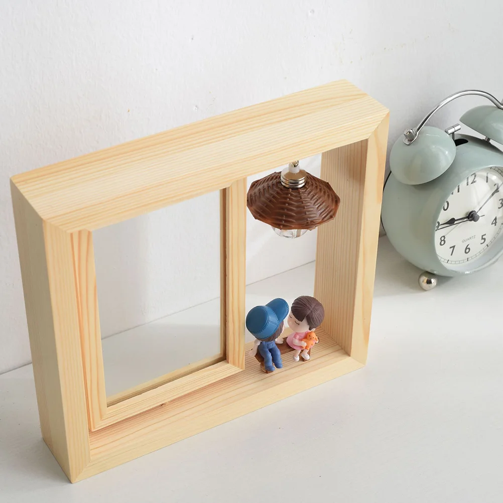 

Rotary Photo Frame Double-Sided Rotatable Cartoon Couple Design Resin Pine Material Desktop Table Frame Decor for Home Gift