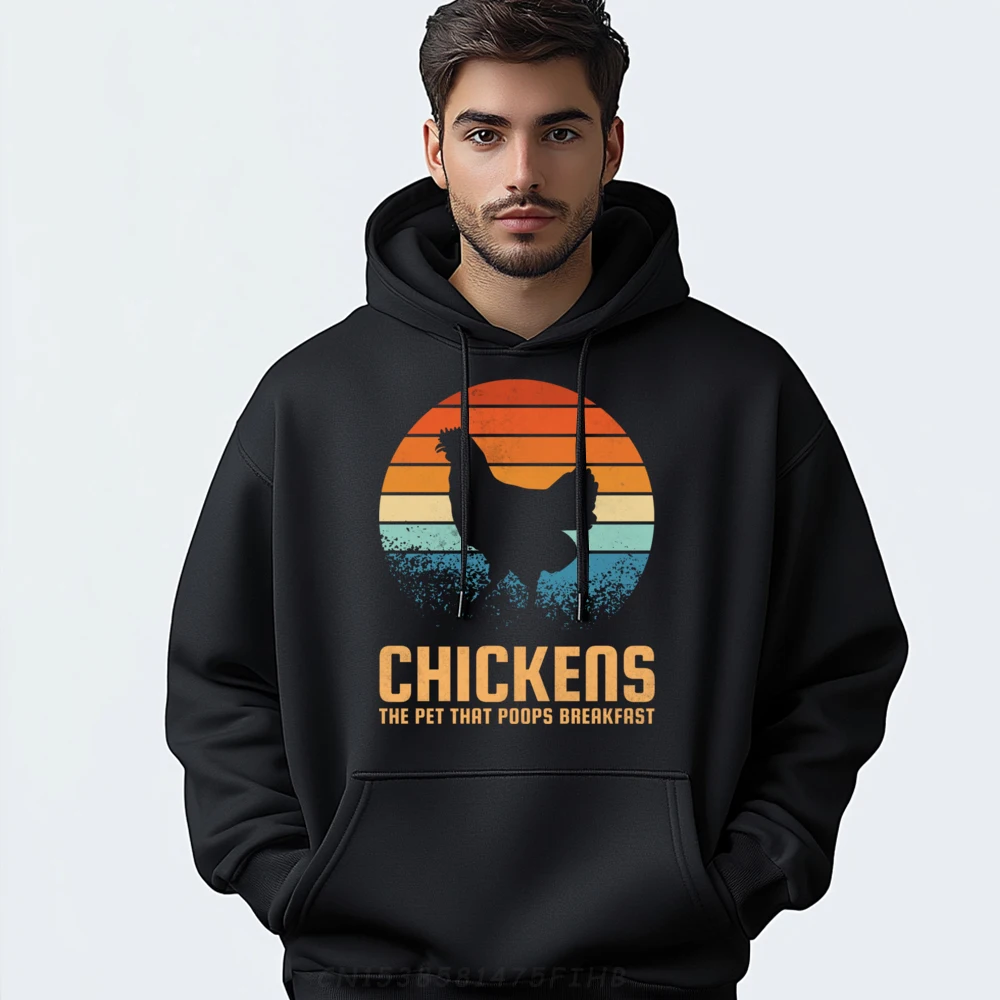 

Casual Chickens The Pet That Poops Mens Sweatshrt Funky Autumn Long Sleeve O-Neck Hoodies Printed On Hoodies