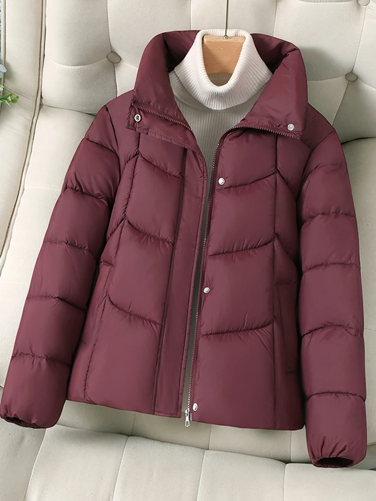 

Повседневная свободная хлопковая куртка больших размеров для женщин с воротником-стойкой, осенне-зимняя, новая модная универсальная трендовая верхняя одежда