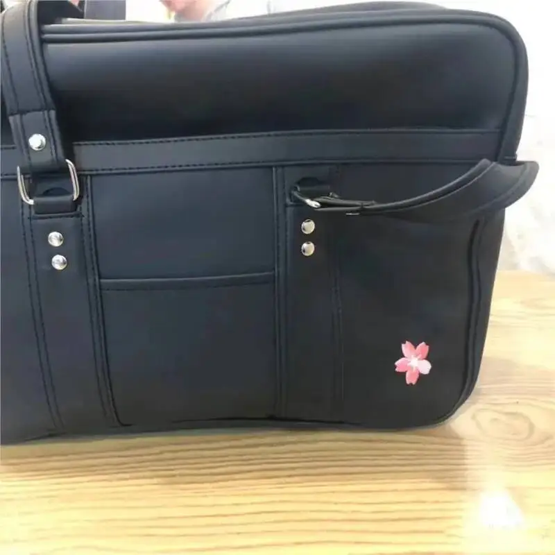 Bloom Japanese JK Uniform Black Shoulder Bags Women Large Capacity Handbag Tote Female Haruku Underarm Bag Aesthetic
