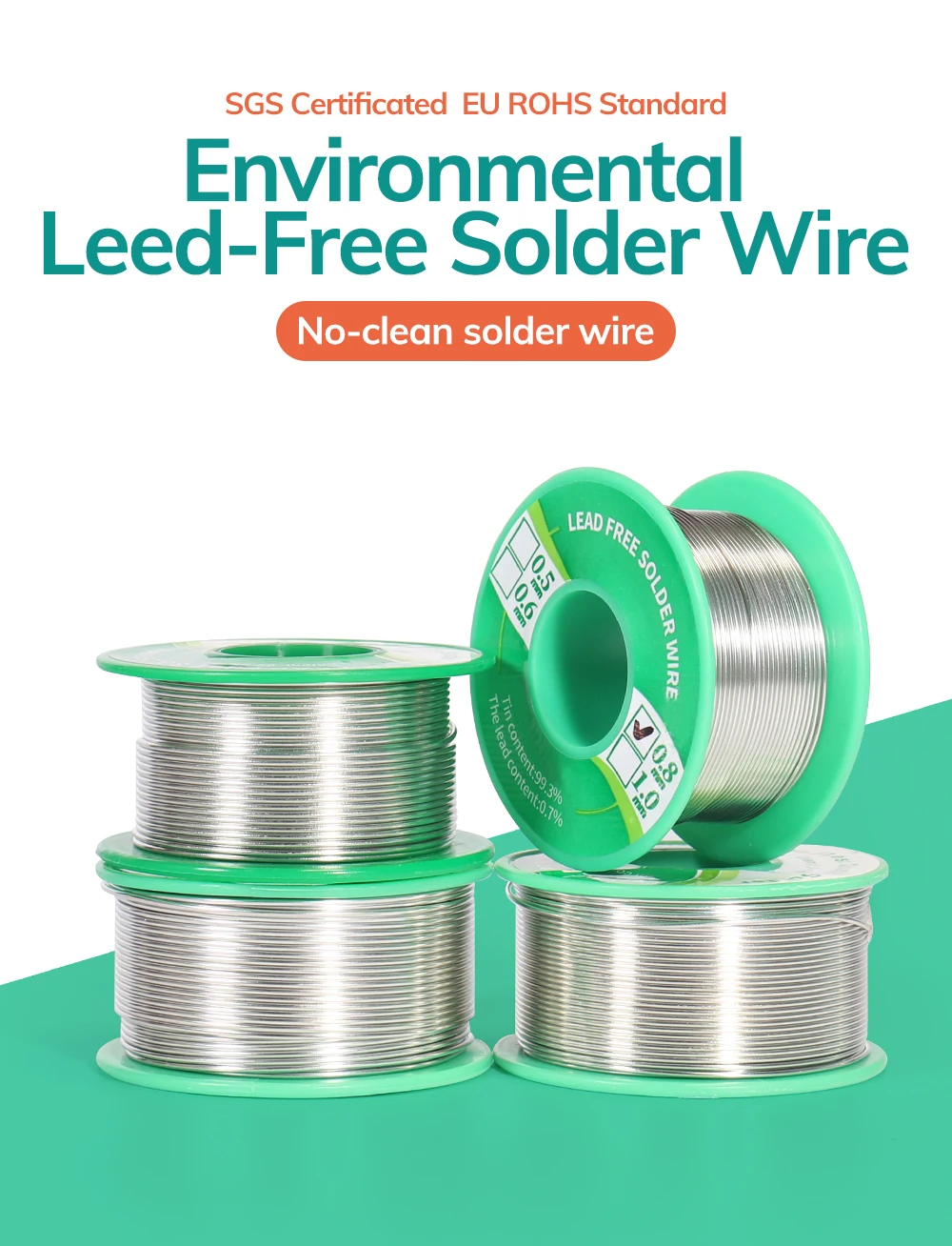 Can/Tin Industrial Soldering Flux 50G Solder Wire With Flux – Multiple Diameters (0.3mm To 1mm) For Electronics Repair & DIY Solder Wire Spool