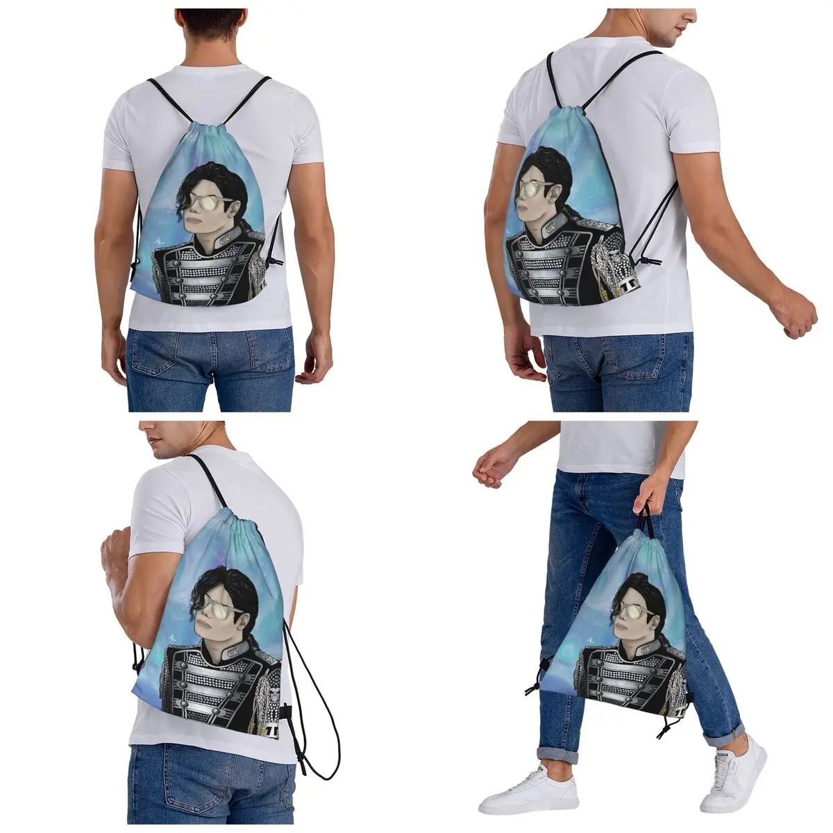 Michael Jackson Musicians Singers Dancers Backpacks Portable Drawstring Bags Sports Bag Book Bags for Man Woman Students