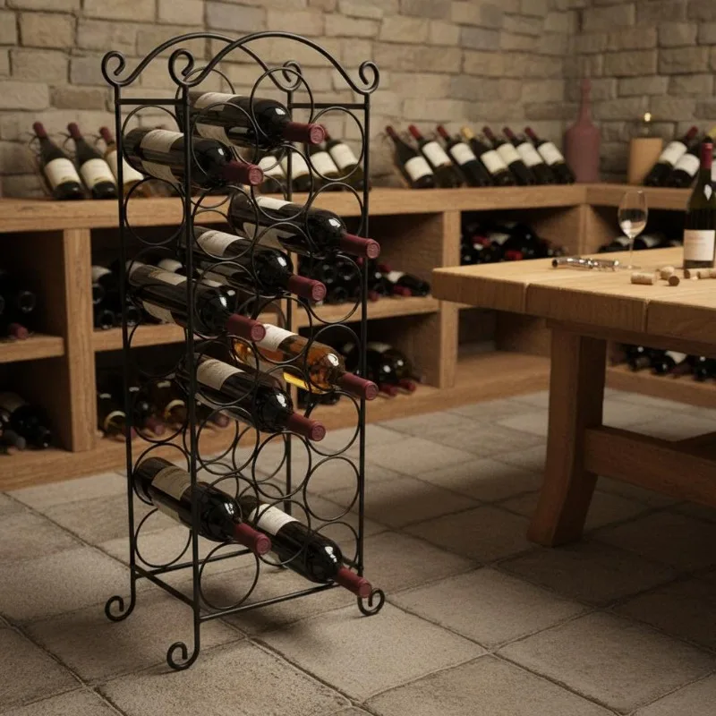 Estante para botellas de metal para 21 botellas, ideal para cocinas y comedores