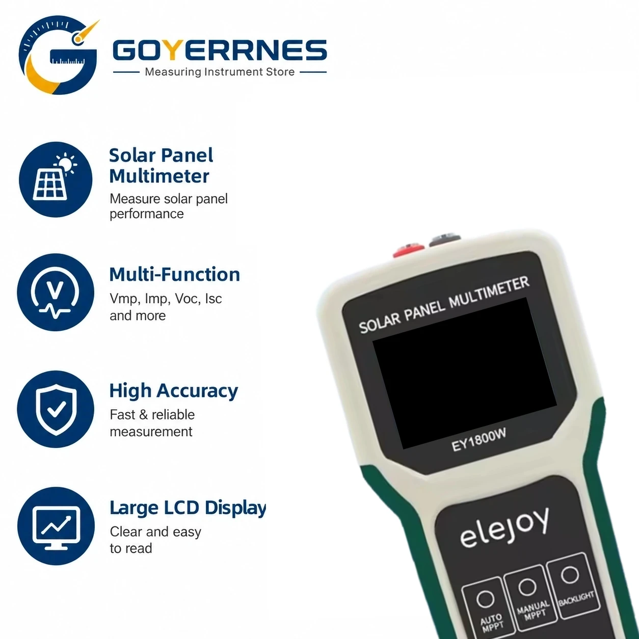 Solar Panel Tester PV Multimeter MPPT 5-1800W 20-120V 0-60A for Solar Panel Repair Installation Maintenance Tool