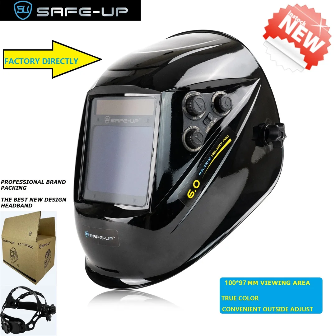Safe-up Mig Mag Tig Verdadeiro Cor Sensores Movido a Célula Solar Escurecimento Automático Capacete de Soldagem Máscara de Soldagem para Máquina Soldador