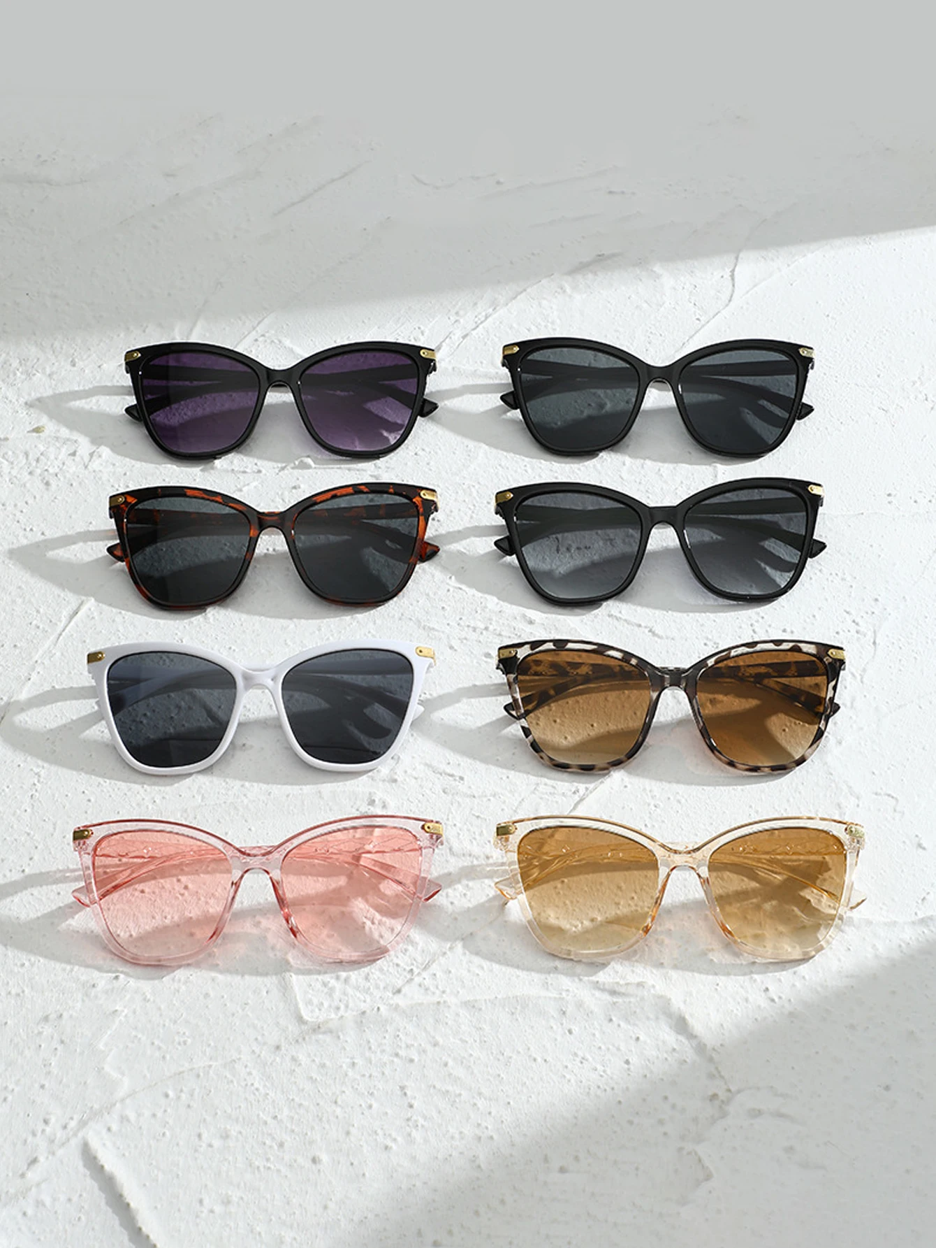 

8 шт. модный набор очков в оправе «кошачий глаз» с рисовым украшением для ногтей, подходящий для любой формы лица, модный и универсальный