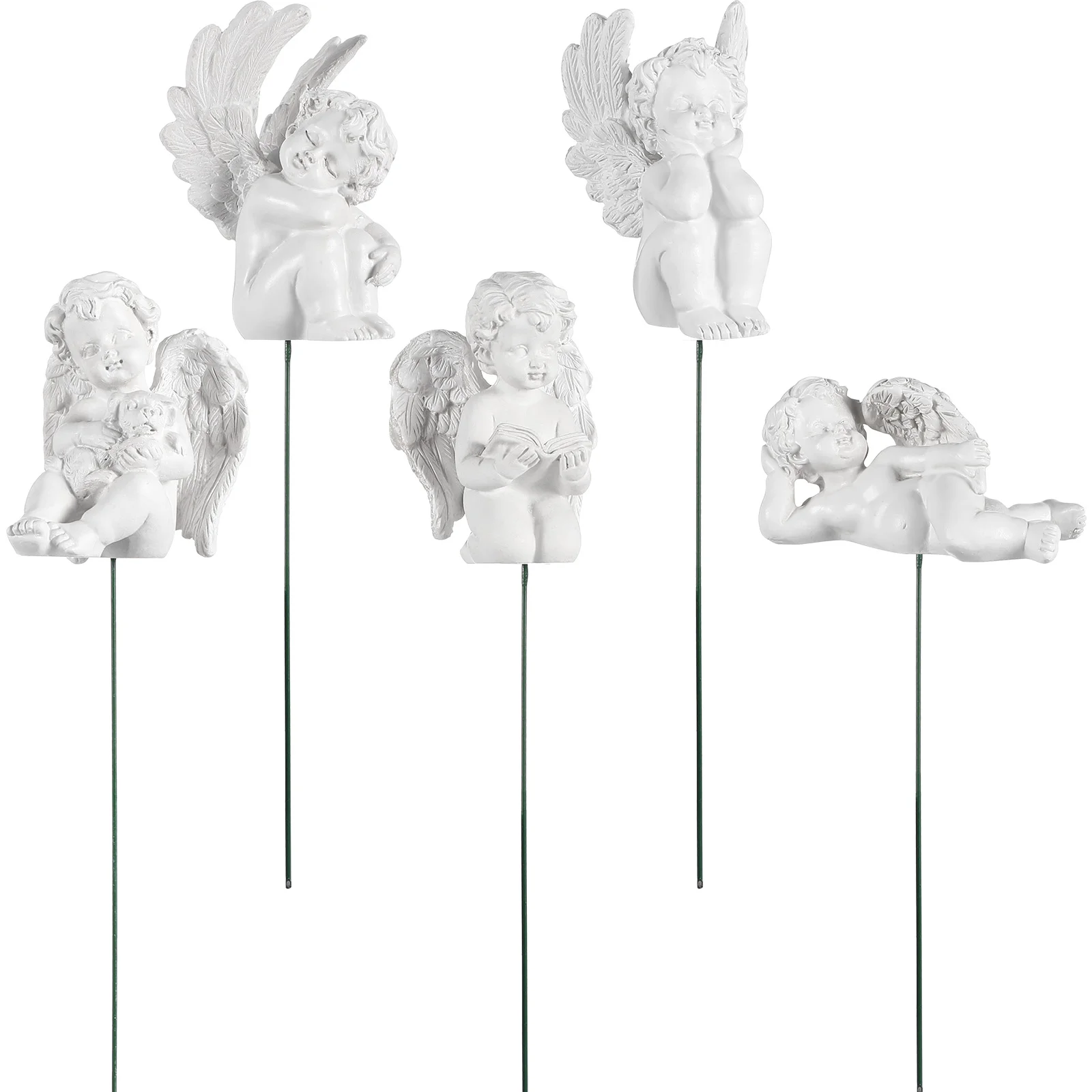 

5 Pcs Angel Decorations Cupid Flower Arrangement Cardinal Ornaments Yard Lawn Vase Solar