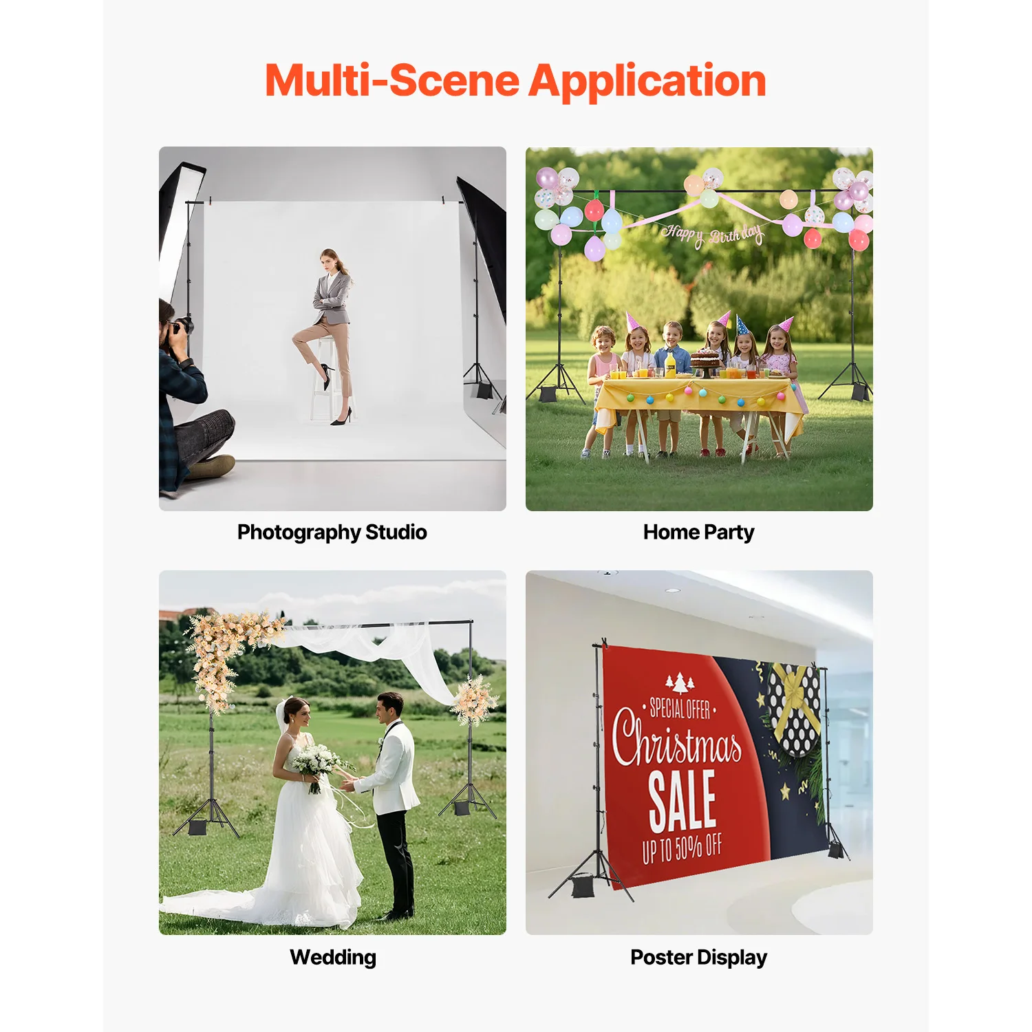 SucceBuy ฉากหลังปรับฉากหลังชุด Heavy Duty โปรเจคเตอร์หน้าจอสําหรับงานแต่งงาน Photo Video Studio Party