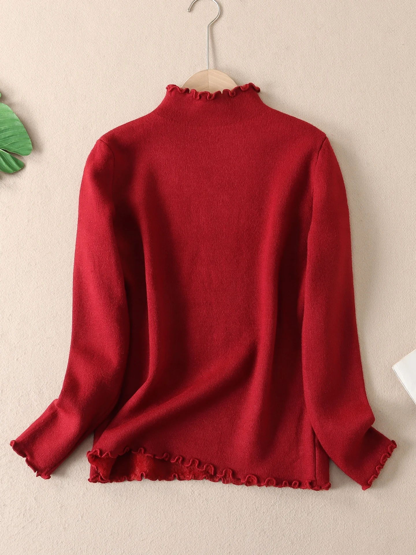 Thiened Maglione di lana con finiture per orecchie monopezzo da donna Inverno caldo morbido slim fit Abbigliamento interno lavorato a maglia Filato fine Lungo Sve