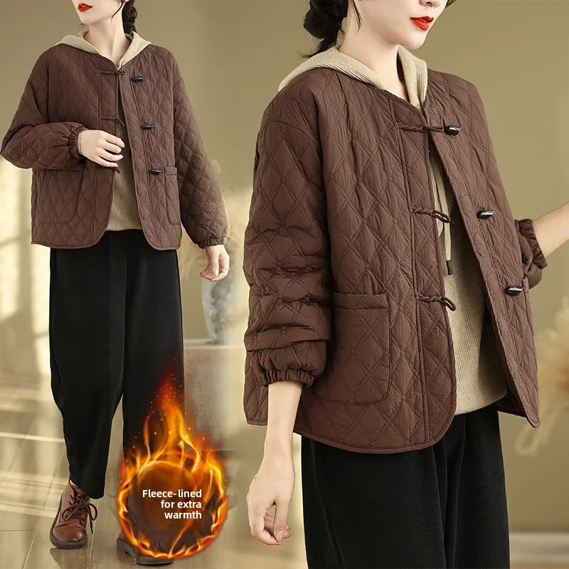 

Retro Diamond id Bull Horn Bule Lightweight Cotton Jaet Women's Autumn Winter plus Size Casual Baseball Jaet ort Ou...