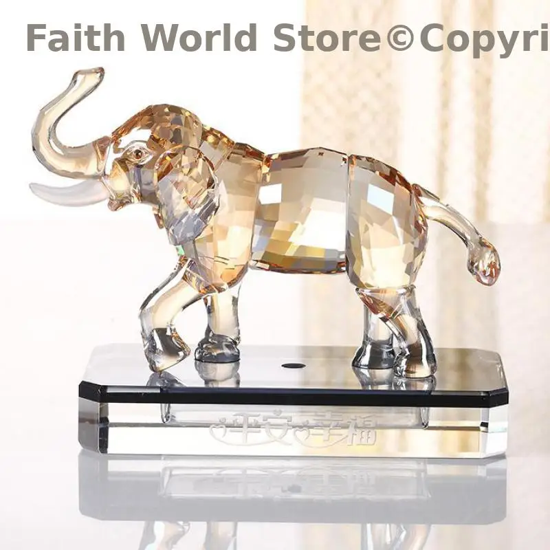 2026 High end gift Crystal good luck holy Auspicious Elephant 100% crystal carving friend BOSS gift birthday gift HOME CAR decor