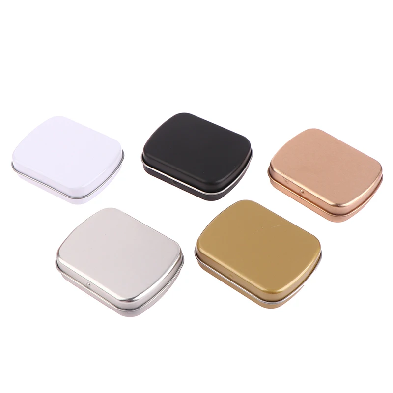 Mini Tin Box Metal Hinged Empty Tins With Lid Portable Rectangular Small Storage Container Candy Pill Case For Pill Organizer