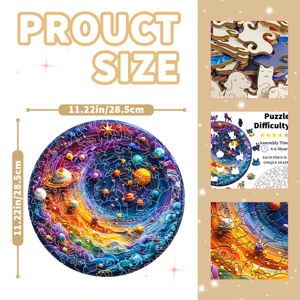 Space Planet Wooden Puzzle for Adults & Families | Irregular Shapes | Premium Family Game & Gift