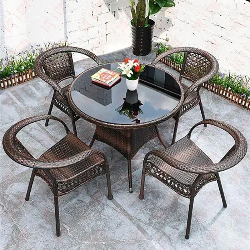 Modern Rattan Table and Chairs set Outdoor Garden Furniture Sets Casual High Temperature Explosion-proof   Set