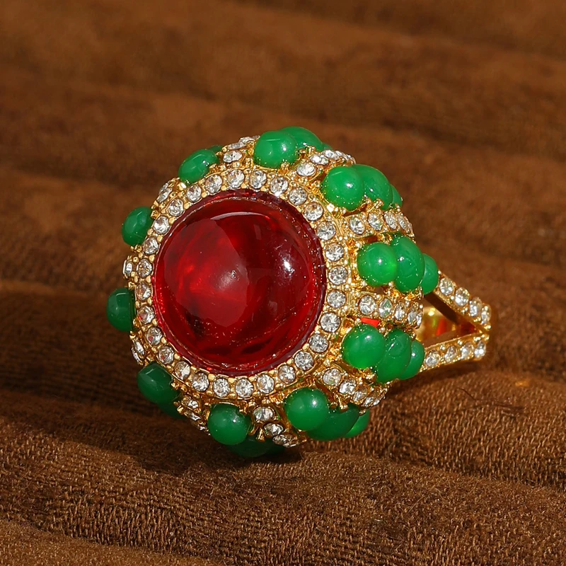 

Vintage Oval Red Agate Green Ring Jade Stone Flower Mothers Day Gift Christmas Holiday Party Accessories For Women 2025 Trends