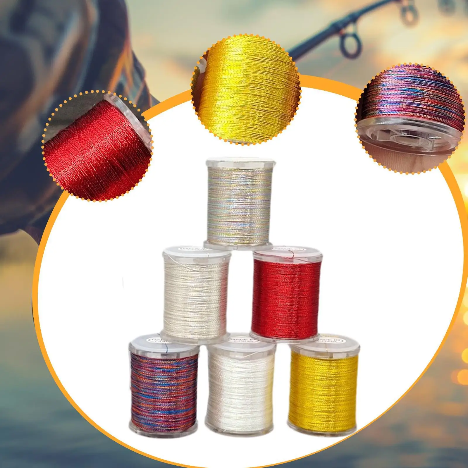 Fio de amarração de mosca, 6 peças, compacto de alta resistência para moscas secas e molhadas, acessórios fortes, fios de amarração de mosca encados premium, suprimentos de amarração