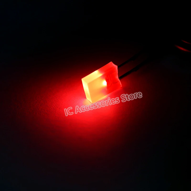 100pcs 2X7X7 led square Red light 2*7*7 red light without edge LED light-emitting diode square indicator light with long foot