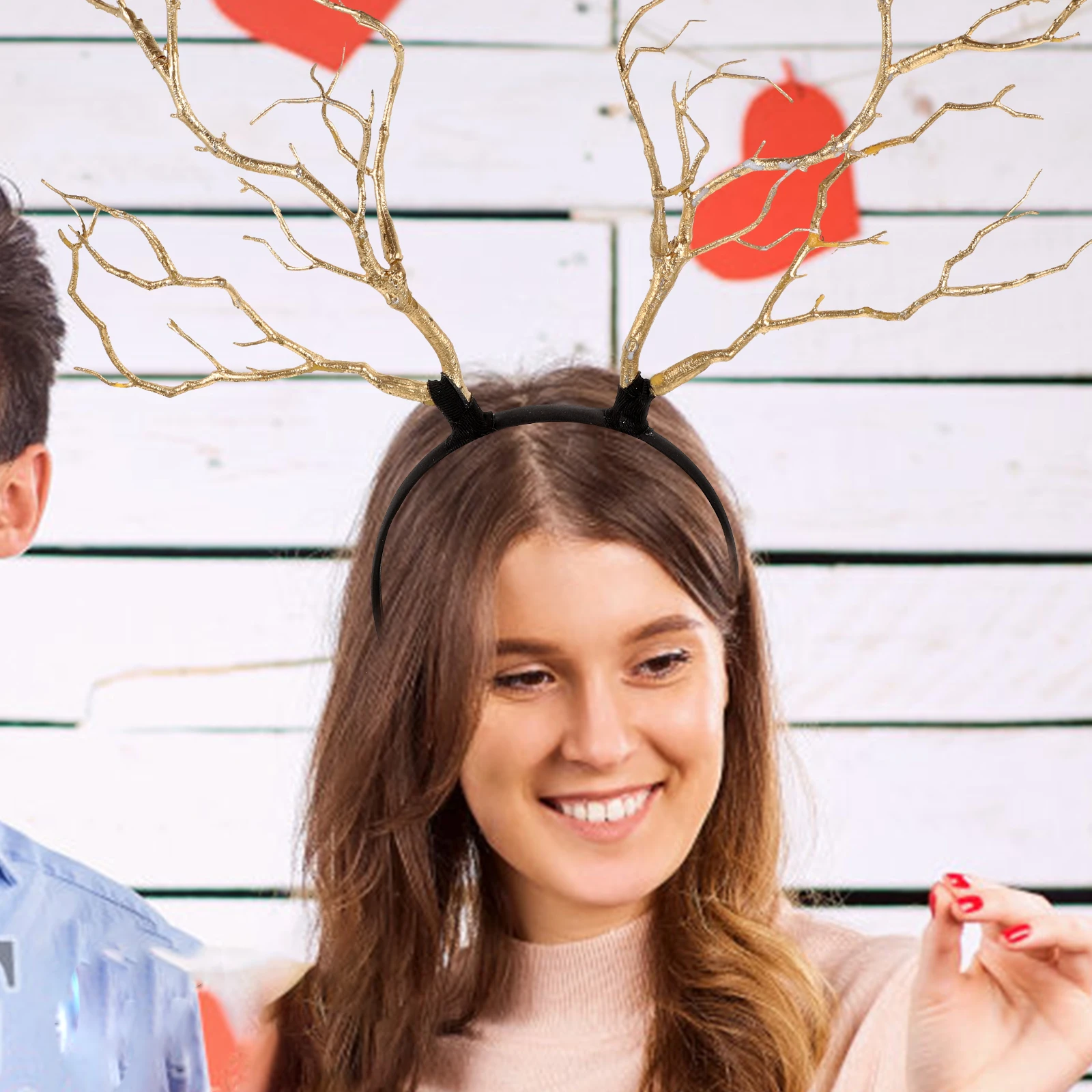 

Reindeer Antler Headdress Plastic Resin Non Skid Christmas Party Headband Cosplay Costume Hairstyle Tool Sweet Fashionable Girls