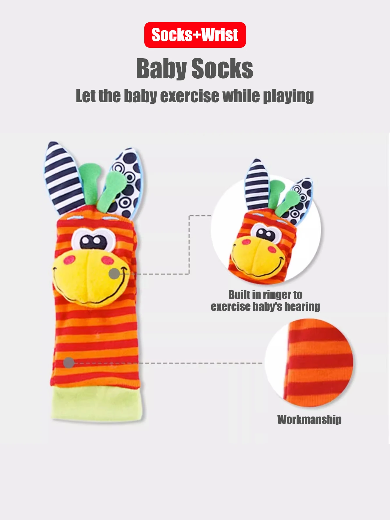 4pcs/Set Baby Infant Wrist Rattle Socks Toys 0-12 Month Girl Boy Early Educational Development Cute Toddlers Sensory Gifts