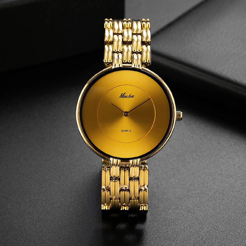 Luxury Brand Wristwatch Creative Ultra Slim Waterproof Stainless Steel Watches Simple Round Face Two Pointer Watch For Gift