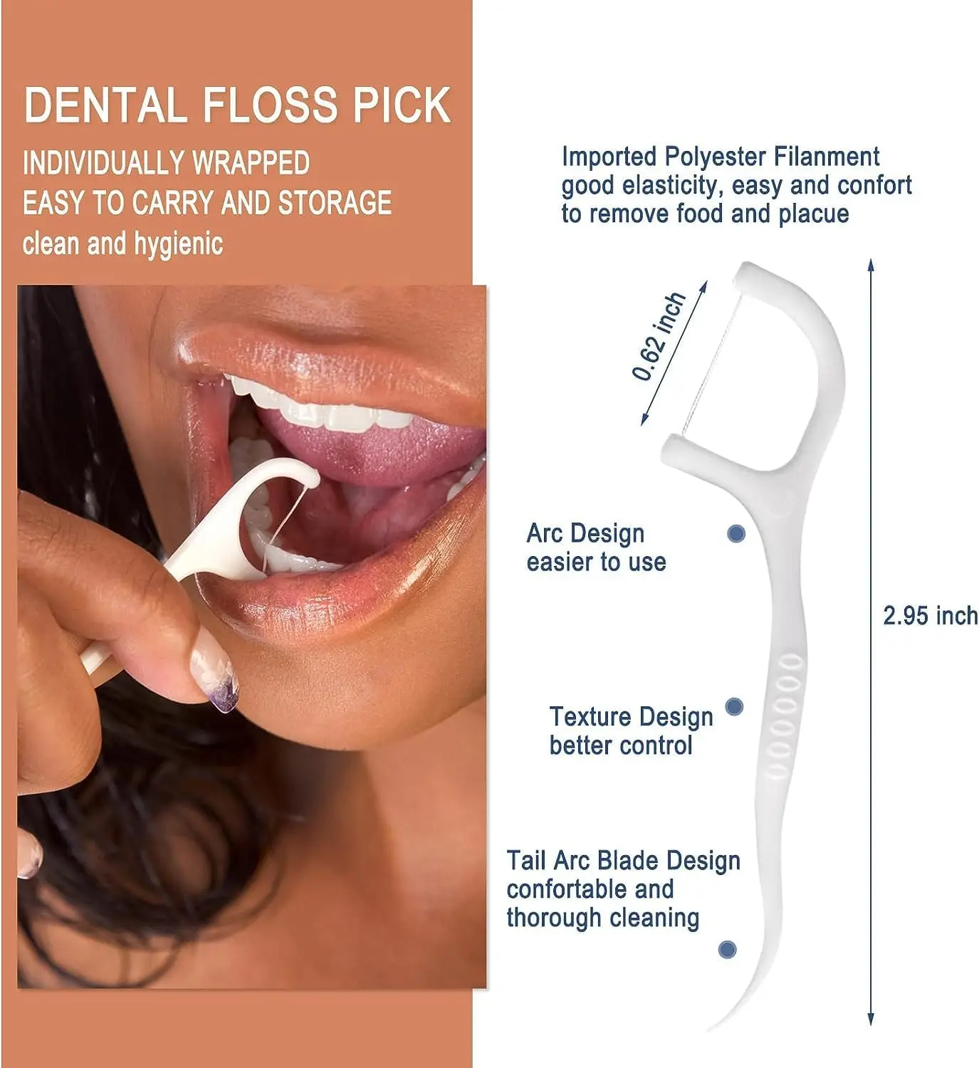 300 Pack Dental Floss Picks Individually Wrapped, Floss Sticks, Single Wrapped Floss, Disposable Travel Dental Floss for Hotel