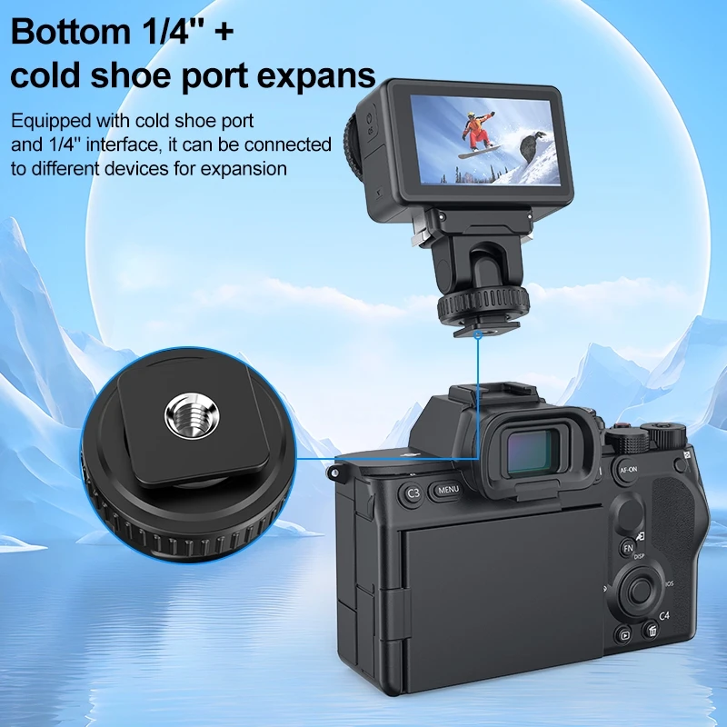 PULUZ untuk DJI Osmo Action 5 Pro / 4 / 3 Cold Shoe untuk DJI Aksesori Gimbal adaptor Base pelepas cepat