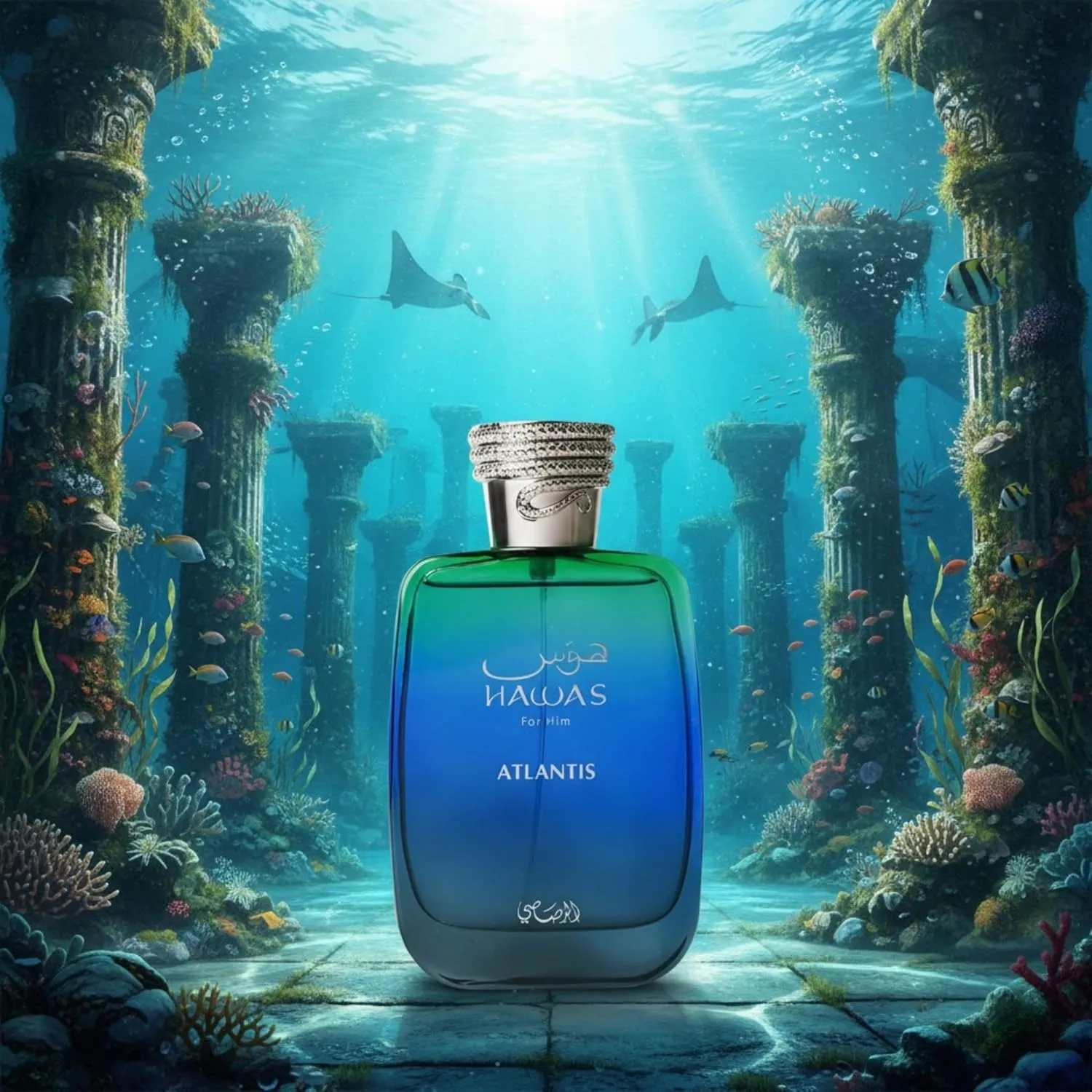 RASASI Hawas Atlantis, 3.4 oz Fresh Scent, Lemon, Apple, Watery Notes, Driftwood, Eau De Parfum for Men view 3