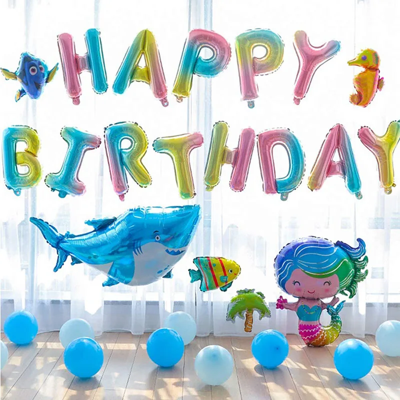 Ocean Animals Balloons Cartoon Fish Balloons Foil Balloons for Boys and Girls Birthday Ocean Themed Party Baby Shower Decoration